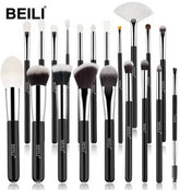 BEILI 20 Pcs Super Soft Makeup Brush Sets - Black