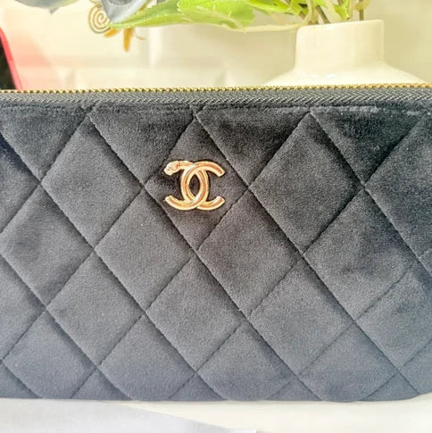 Chanel VIP Black Quilted Velvet Pouch